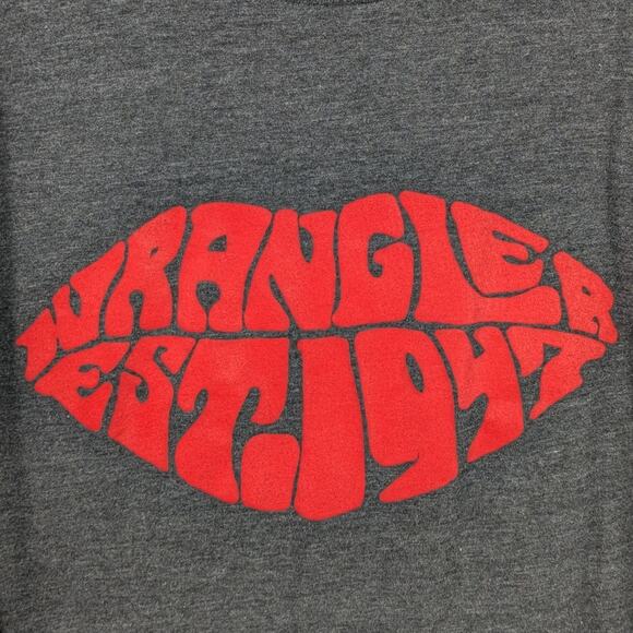 Wrangler Est 1947 Graphic T Shirt Mens M Gray Red Retro Logo Western Streetwear - Picture 2 of 5